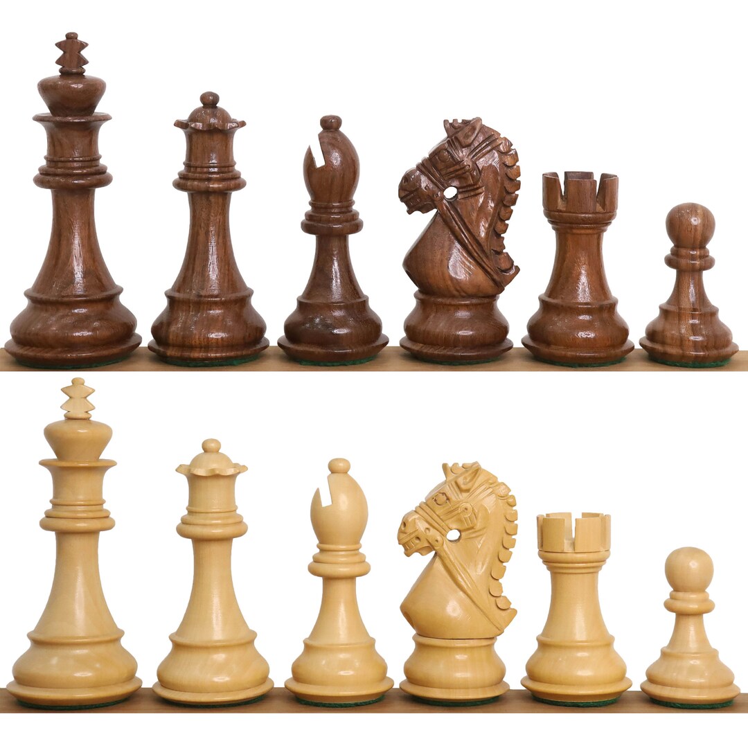 4.1 Pro Staunton Weighted Wooden Chess Set- Chess Pieces Only - Eboni –  royalchessmall