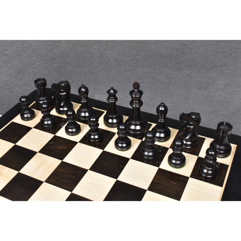 3.9 Reproduced Reykjavik Championship Series Weighted Wooden Chess Pieces chessmen Ebonised wood set 219BW32