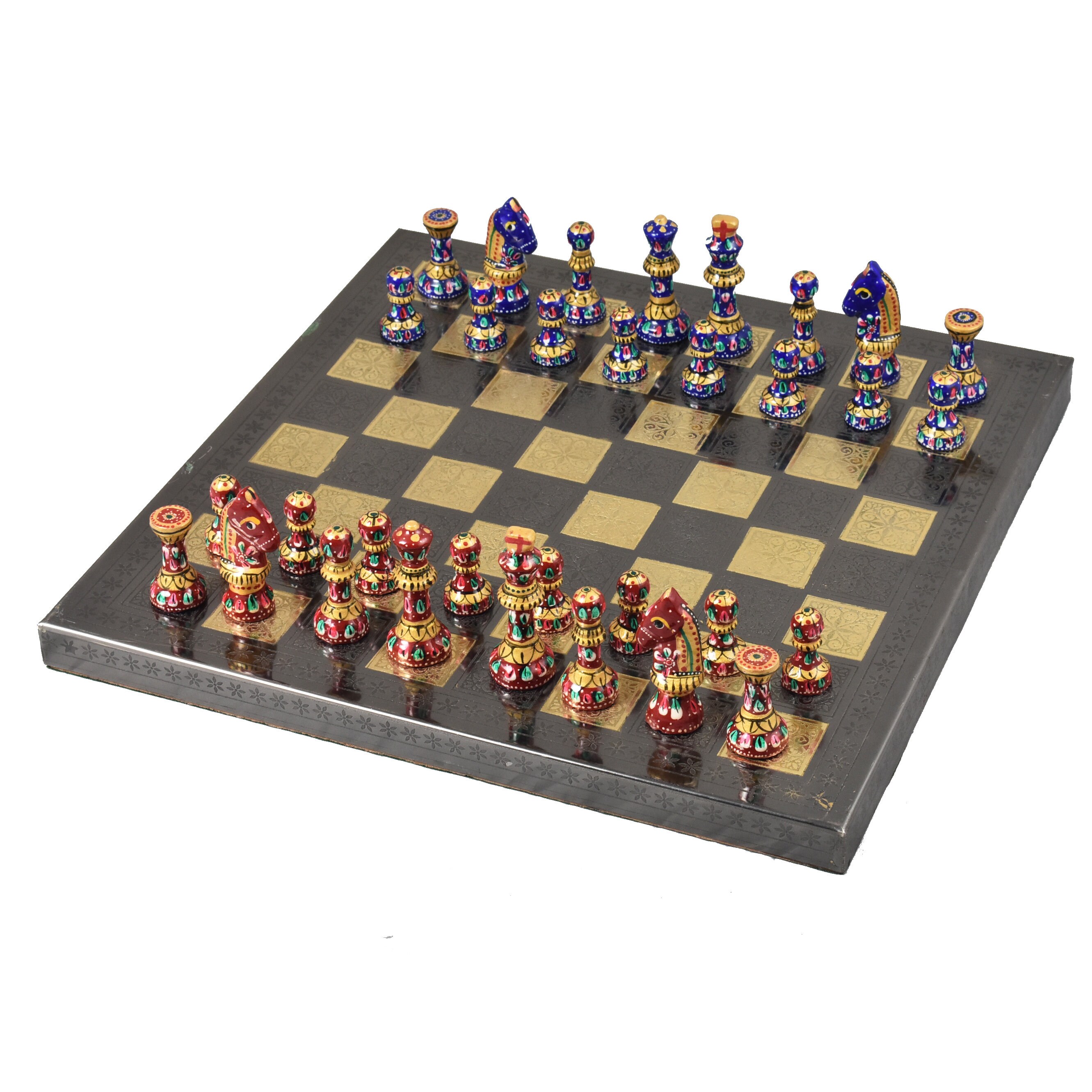 12 Metal Luxury Chess Pieces & Board Set Staunton 