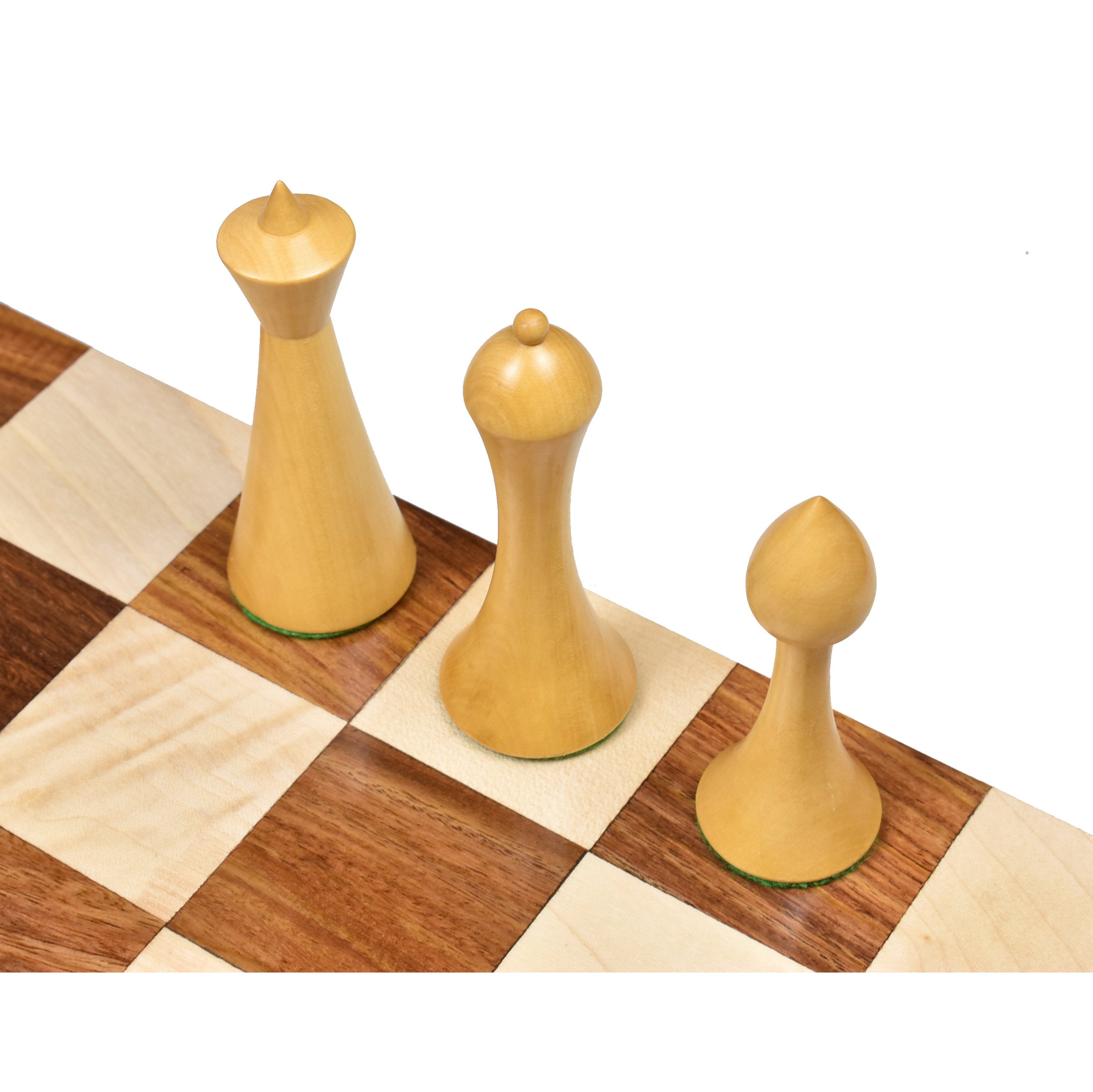 3.6" Herman Ohme Minimalist Chess Pieces Only set Weighted Golden Rosewood 
