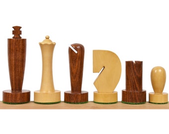 3.9" Berliner Minimalist Chess Set - Chess Pieces Only - Weighted Golden Rosewood