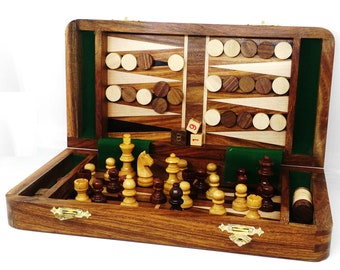  BremToy 4 in 1 Chess Sets-Wooden Chess & Checkers Set
