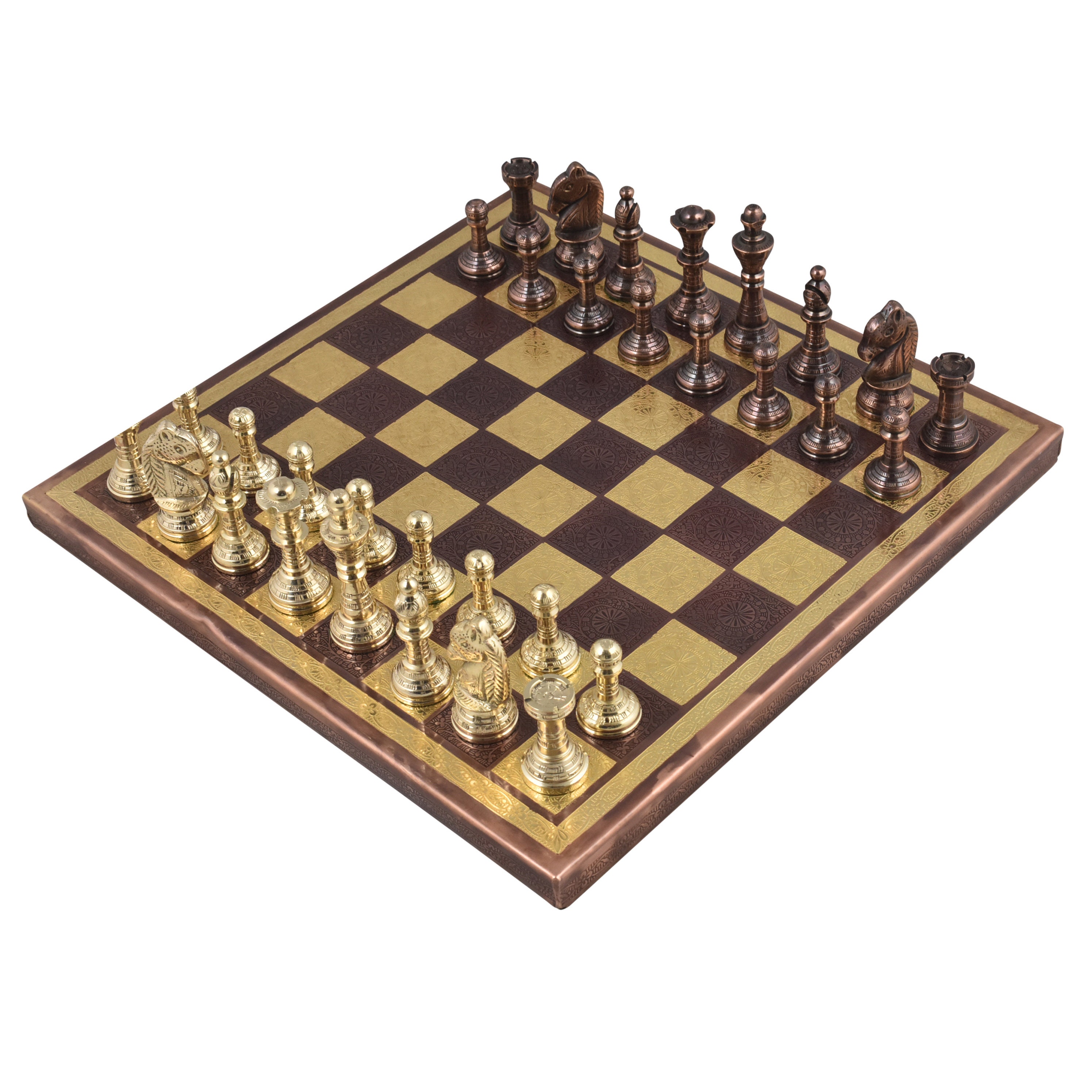 Brass Metal Luxury Chess set, Pieces & Board game antique collectibles  vintage