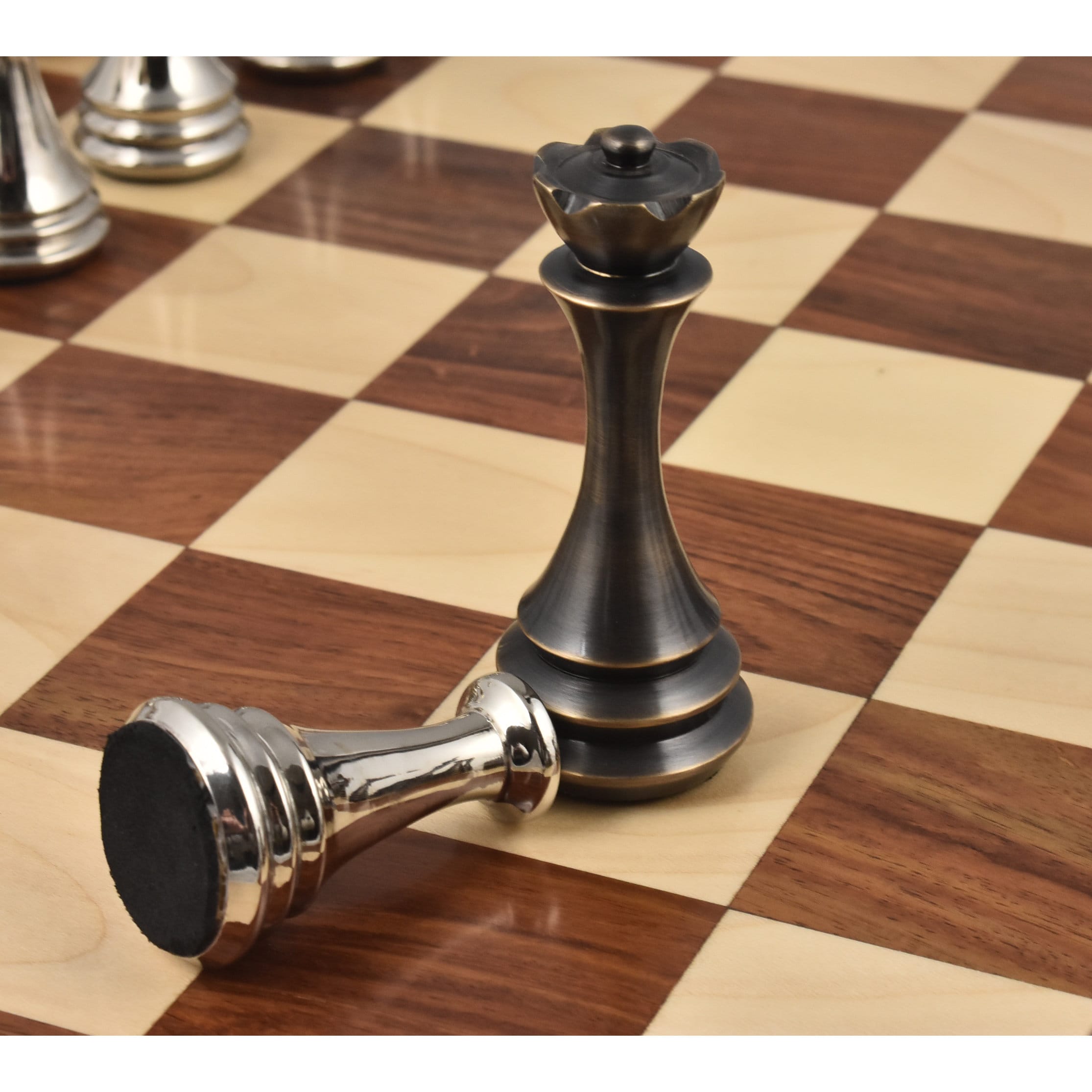 Details about   Soviet Brass Metal Luxury Chess Pieces & Board Set 12" Steel Grey & Gold 