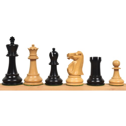 3.9" Jacques Staunton Chess Pieces only Set - Lessing Series of Jacques - Ebony Wood