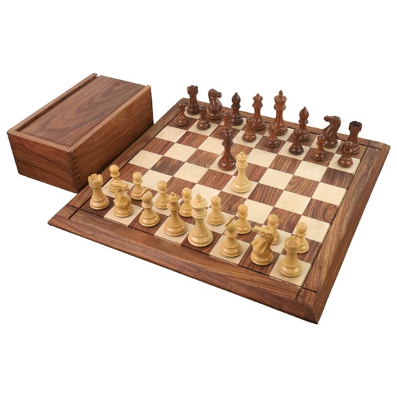  Wooden Chess Set for Kids and Adults – 17 in Staunton Chess Set  - Large Folding Chess Board Game Sets - Storage for Pieces
