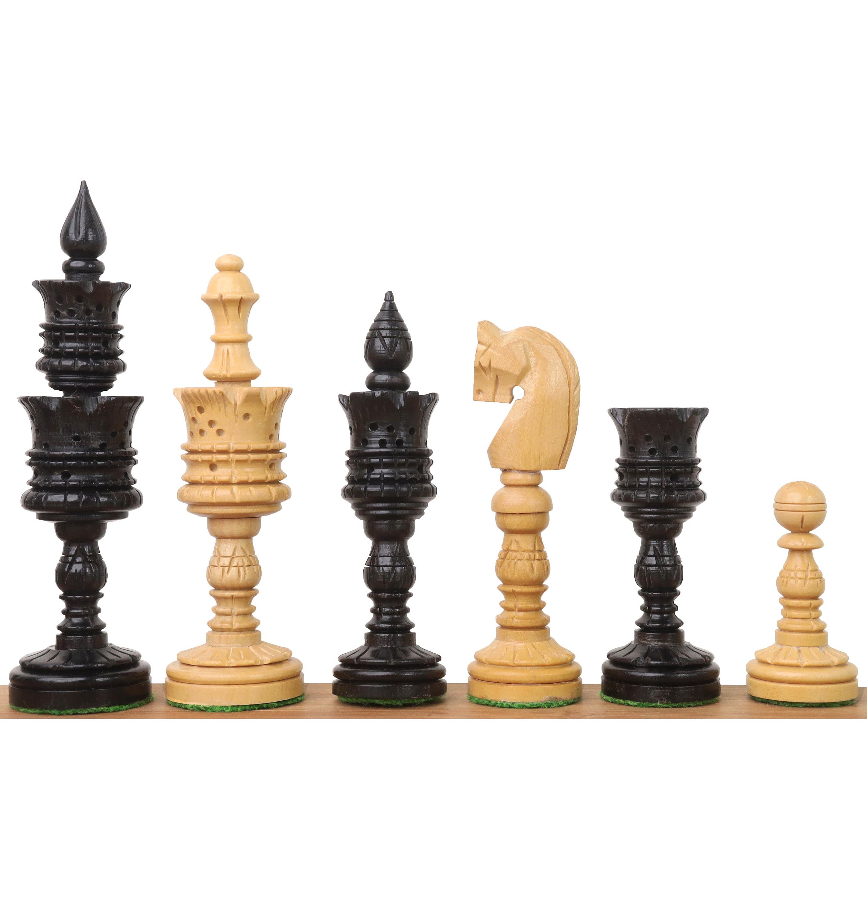 Wooden The 4 inch Burnt Zangreb Grand Master Chess Set, Packaging