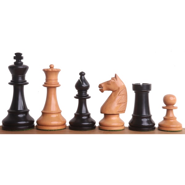 French Grandmaster's Staunton Chess Set - Chess Pieces Only - Antiqued Boxwood- 4.1" King