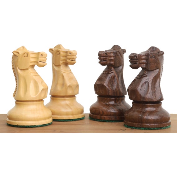 Old English Classic Chess Set with Gold Rosewood & Boxwood Pieces - 3.9  King