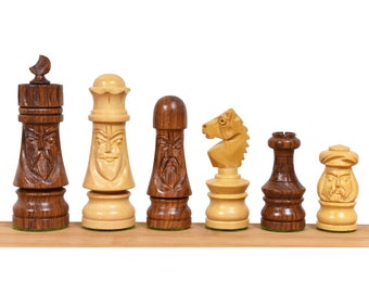 3.5" Crescent Mannequin Hand Carved Chess Set- Chess Pieces Only - Golden Rosewood