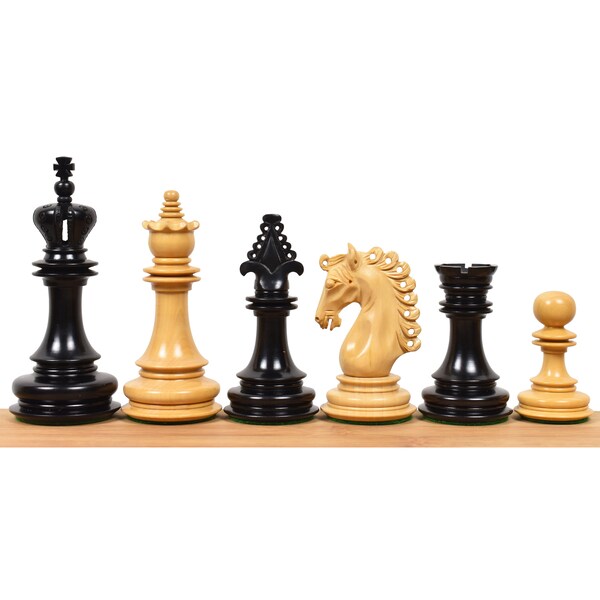 4.5" Carvers' Art Luxury Chess Set- Chess Pieces Only - Triple Weighted Ebony Wood