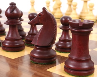 Old English Classic Chess Set with Padauk & Boxwood Pieces - 3.9