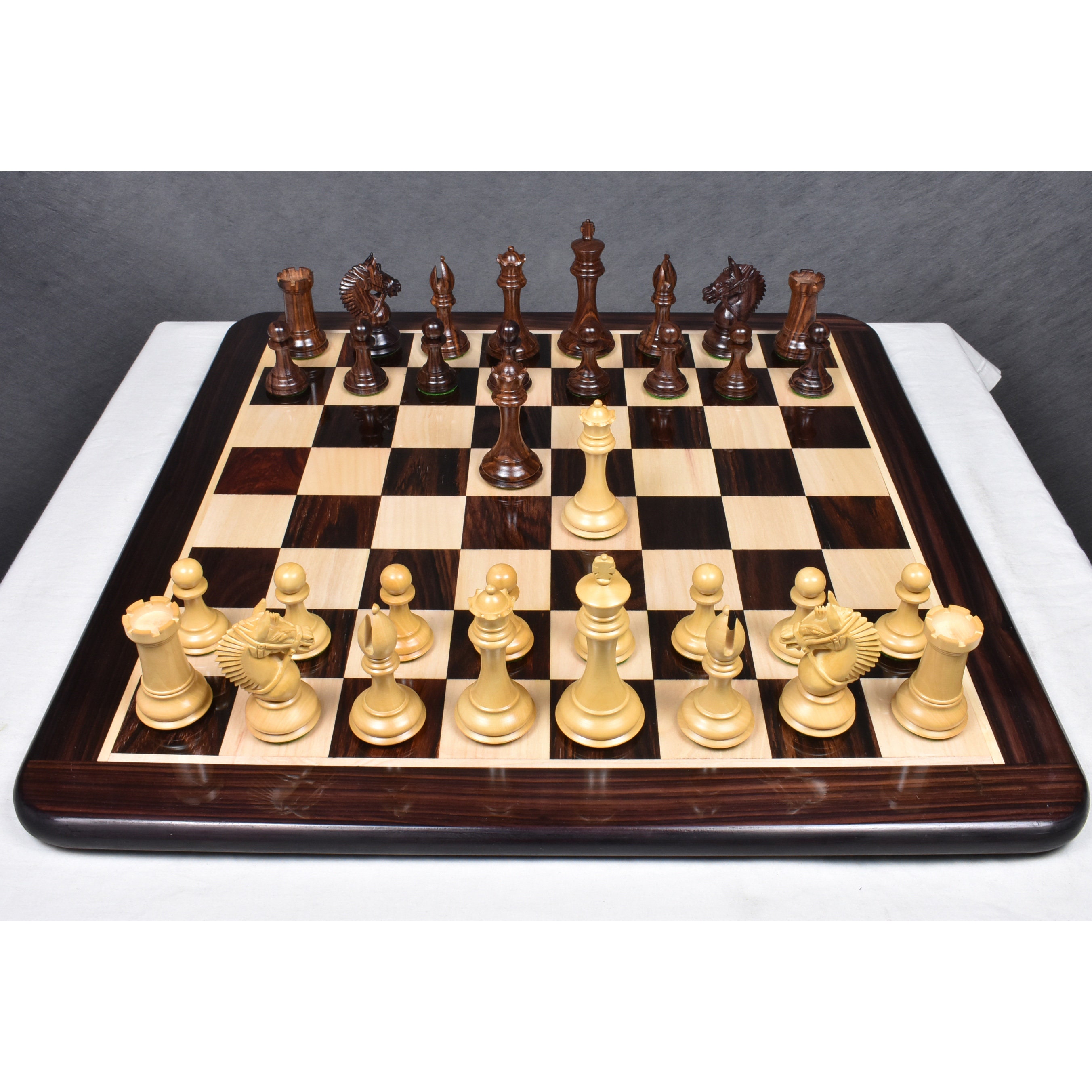 4.2" Rare American Staunton Luxury Chess Pieces Set Triple Weighted Rose Wood 