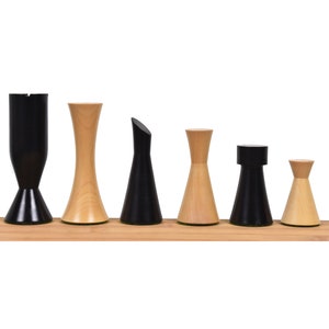 3.4" Minimalist Tower Series Chess Set- Chess Pieces Only - Weighted Ebonised Boxwood