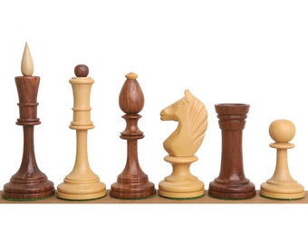Combo of Averbakh Soviet Russian Chess set - Pieces in Golden Rosewood with 21" Drueke Style Golden Rosewood Chess board