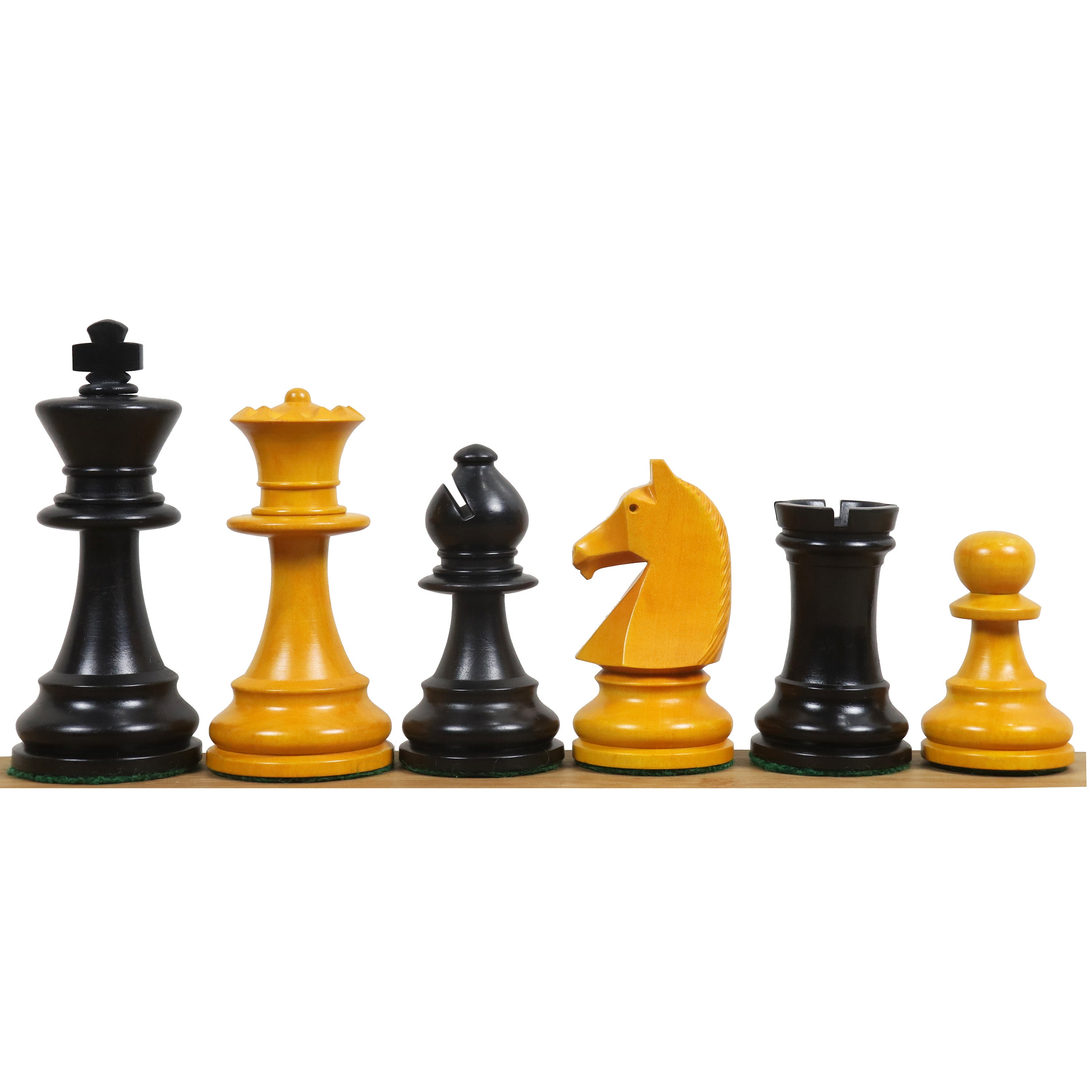 Combo of Reproduced 90s French Chavet Championship Tournament Chess Pieces  V2.0 in Ebonized / Box Wood 