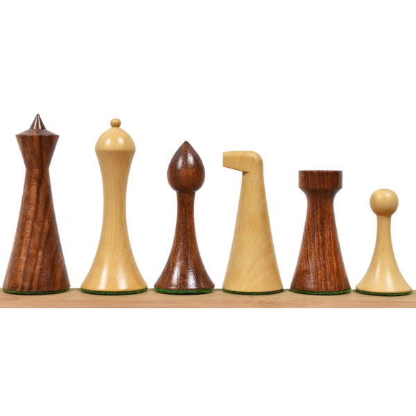 3.6" Herman Ohme Minimalist Chess Set - Chess Pieces Only- Weighted Golden Rosewood