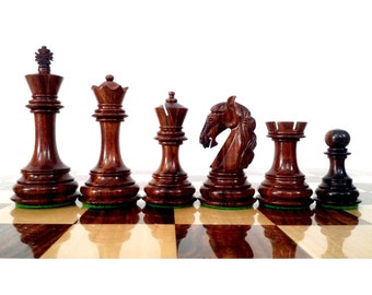 3.9" Unique Old Columbian Weighted Chess Set- Chess Pieces Only - Weighted Rosewood