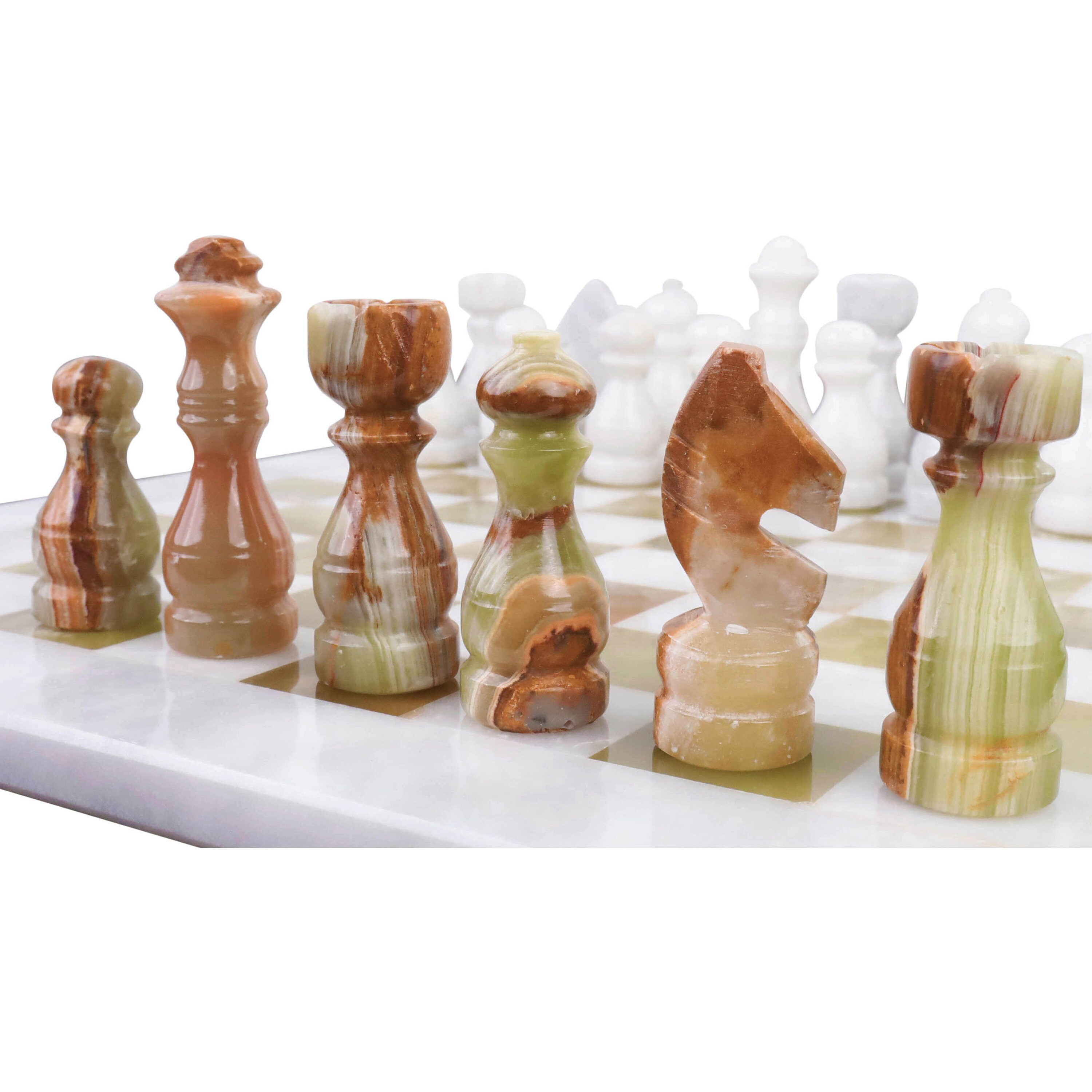 Black and White Marble Stone Chess Pieces & Board Set – royalchessmall