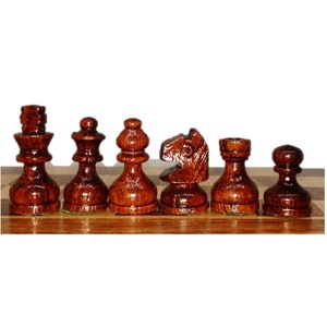 Travel Chess Set with Drawer in Golden Rosewood with Magnetic Chess Pieces & Board image 5