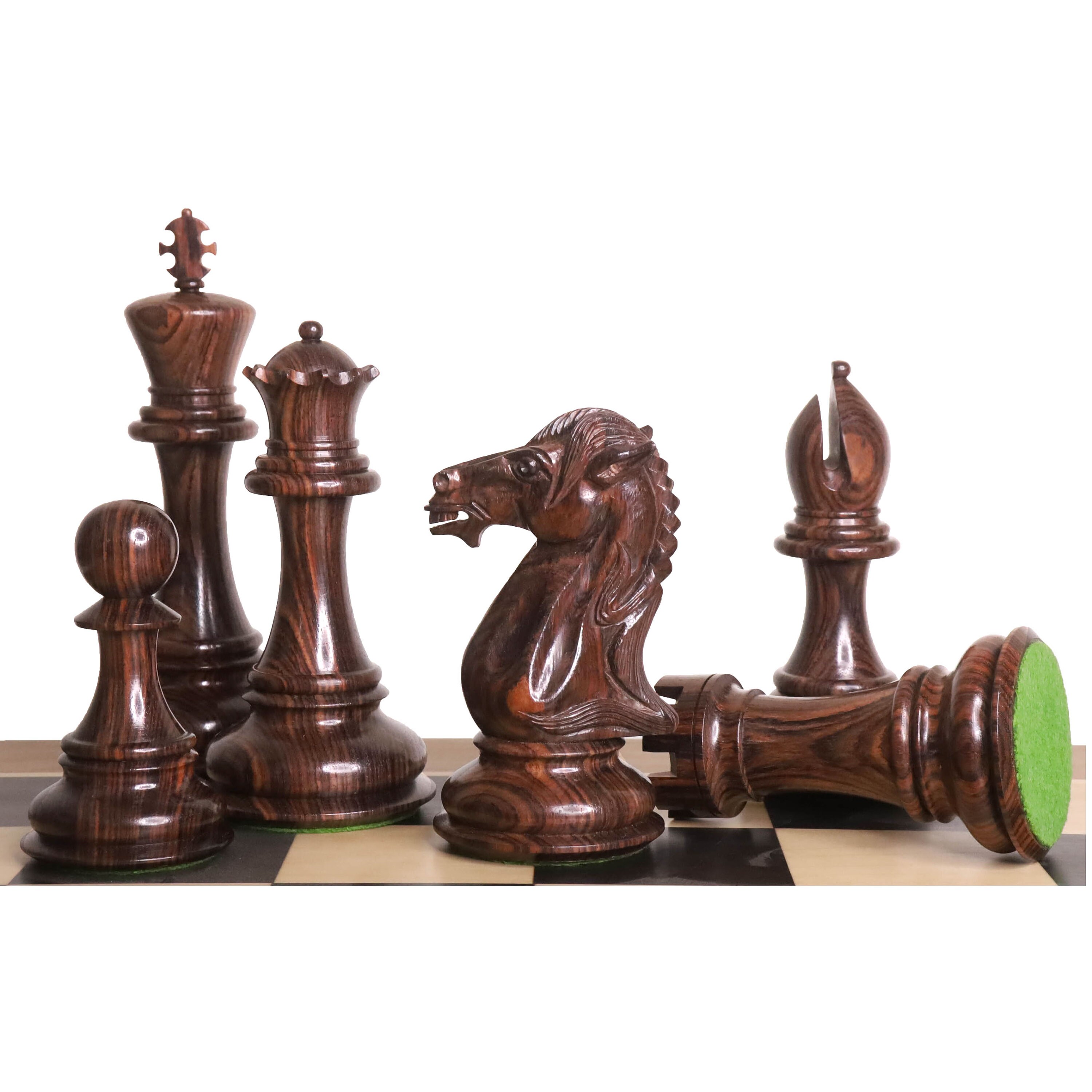 4.6 Medallion Luxury Staunton Chess Pieces Only Set - Triple Weight Bud  Rosewood – royalchessmall