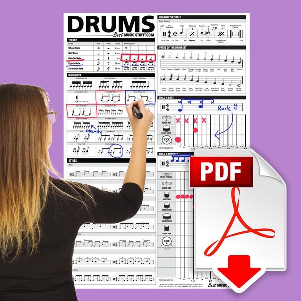 Creative Drum Poster Printable PDF (No Markers Included)