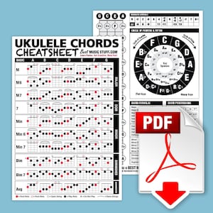 JUMBO Ukulele Chords Cheatsheet Pocket Reference Printable PDF 8.5&quot;x11&quot;