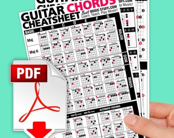 JUMBO Guitar Cheatsheet Bundle Referencia rápida PDF imprimible 8.5" x 11" // Gran regalo para guitarristas