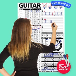 MINI Creative Guitar Poster 24&quot; x 36&quot;  // Dry-Erase Guitar Reference Poster // Gift for him // Gift for Guitar Player