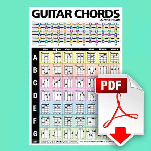 Popular Guitar Chords Poster (4 page downloadable PDF)