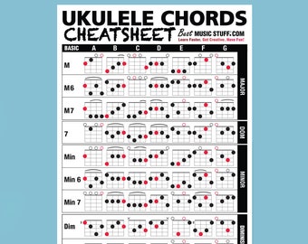 JUMBO Ukulele Chords Cheatsheet Pocket Reference (Laminated & Double Sided) 6"x9"