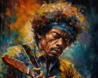 Jimi Hendrix Guitar Masterpiece • High Quality Art Poster Download (288.25 x 288.25 inches @ 72 DPI)