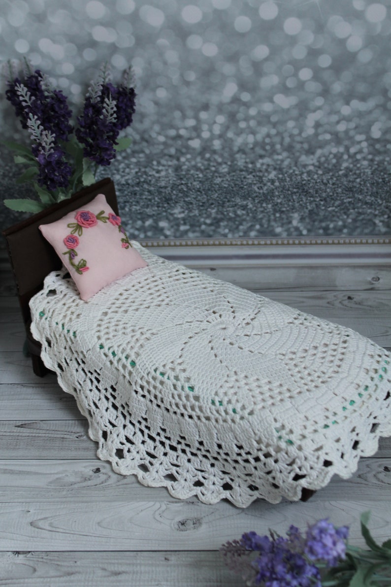 Scale 1: 6. Embroidered doll cushion 12 inches tall. Handmade image 6