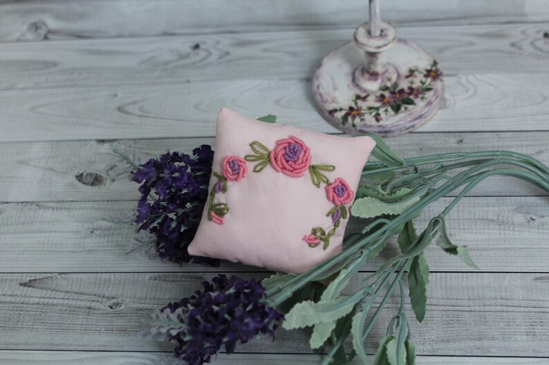 Scale 1: 6. Embroidered doll cushion 12 inches tall. Handmade image 2