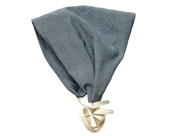 MINUIT - Bandeau/foulard/coiffe chrétien en bambou denim bleu marine neutre, coton bambou tissé, couvre-cheveux de cuisinier/chef, noyau cottage