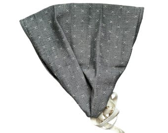 PEPPER - Gray White Charcoal Heather   Headband/Headscarf/Headcovering, Textured Woven Cotton, Christian Hair Cover, Cottage Core Prairie