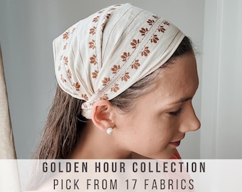 GOLDEN HOUR Handsewn Woven Cotton Headband, Headscarf, Headcovering, Catholic/Orthodox/Christian Veil, Homestead Hairscarf