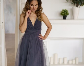 dark gray cocktail dress