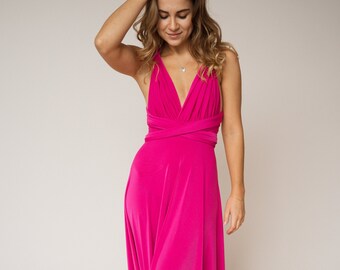 long bright pink dress