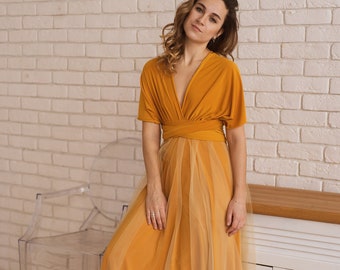 mustard yellow dress with sleeves