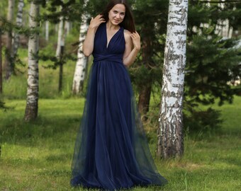 dark blue infinity dress