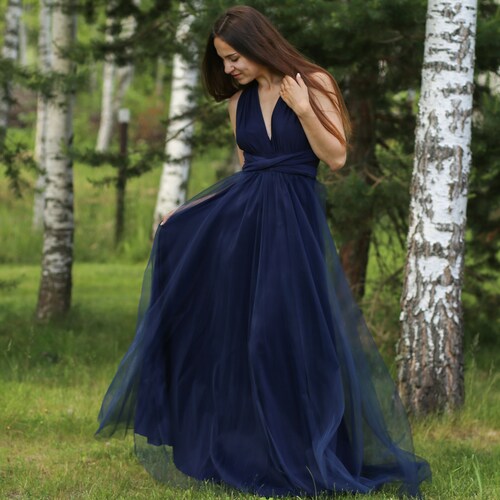 navy blue convertible bridesmaid dress