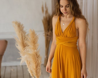 mustard yellow bridesmaid dress