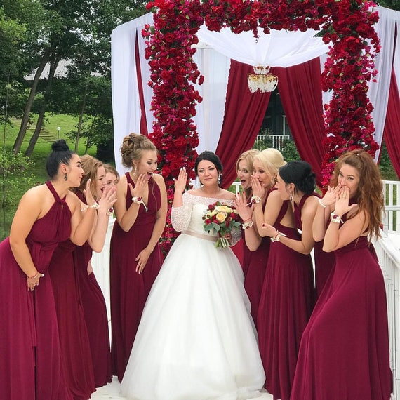 burgundy bridesmaid dresses multiway