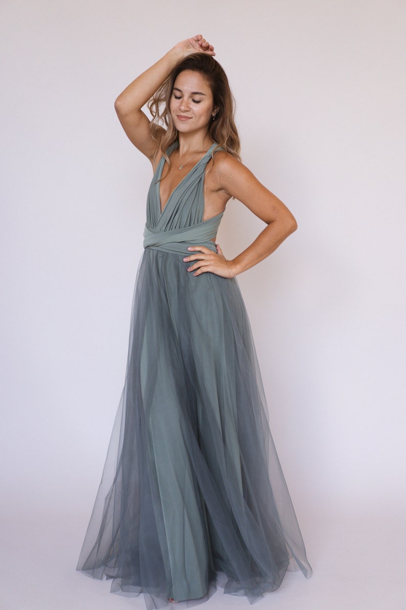 Sage green infinity dress with tulle skirt Sage green | Etsy