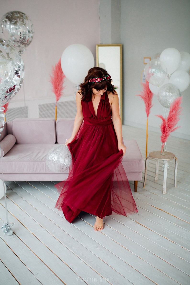 infinity dress burgundy wine