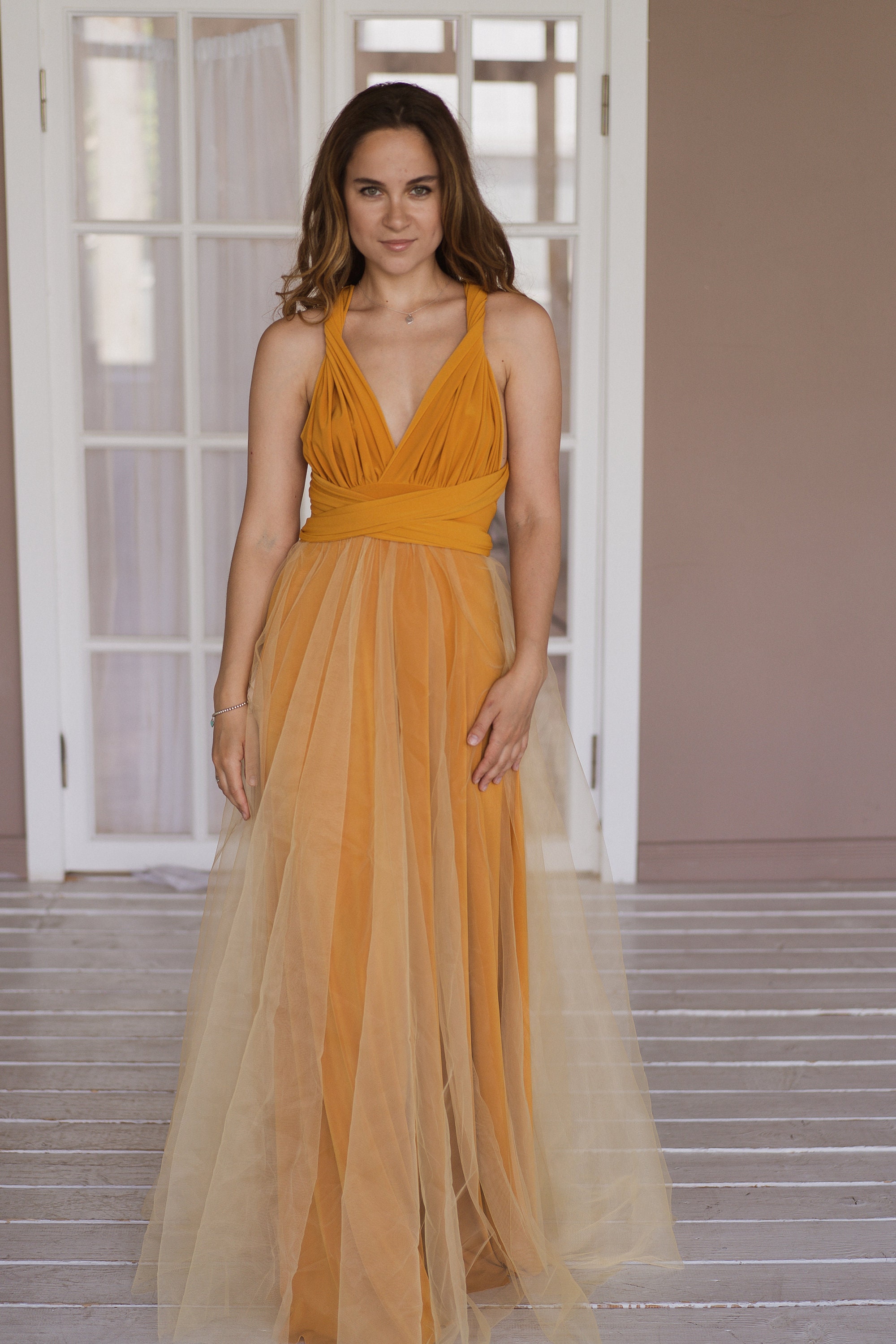Mustard yellow Bridesmaid dress mustard infinity dress | Etsy