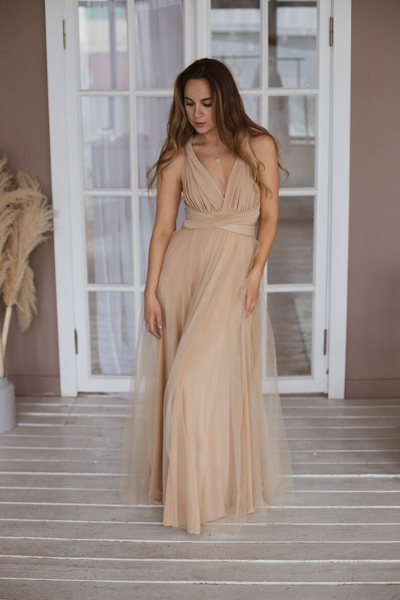 beige dress for bridesmaid