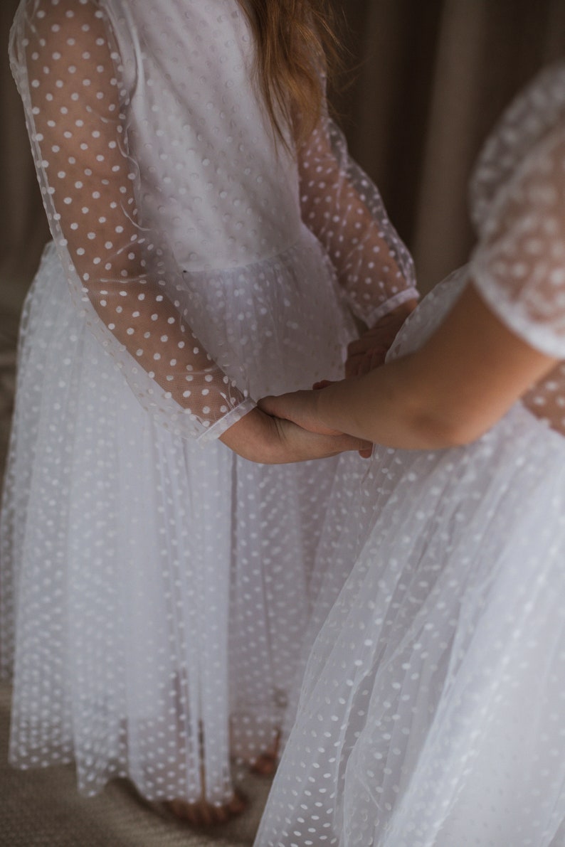 White flower girl dress long sleeve Birthday girl dress Etsy