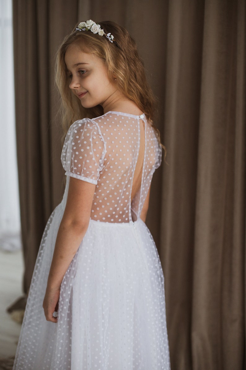 White flower girl dress long sleeve Birthday girl dress Etsy